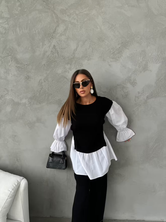 Casual Elegant Knitwear Set – Zwart