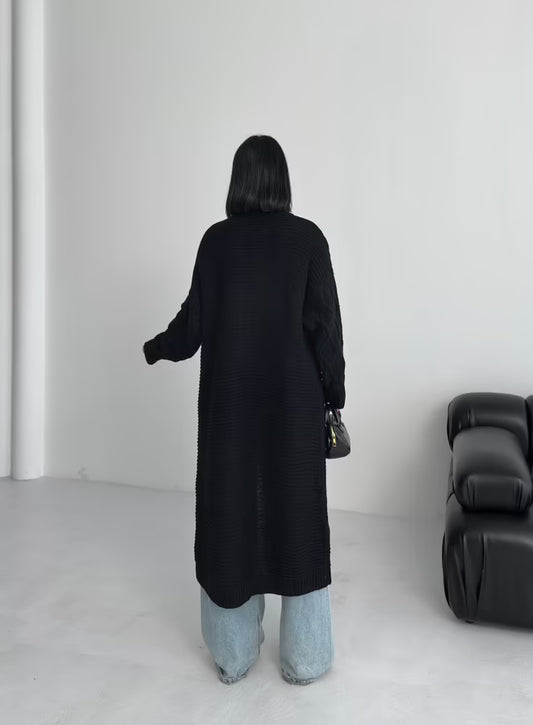 zwart lange oversized vest