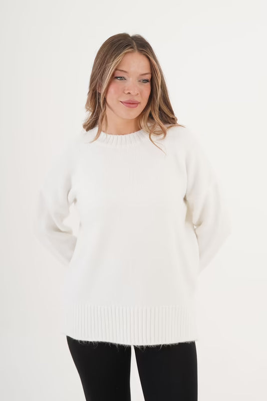 Witte Oversized Trui Met Crew Hals
