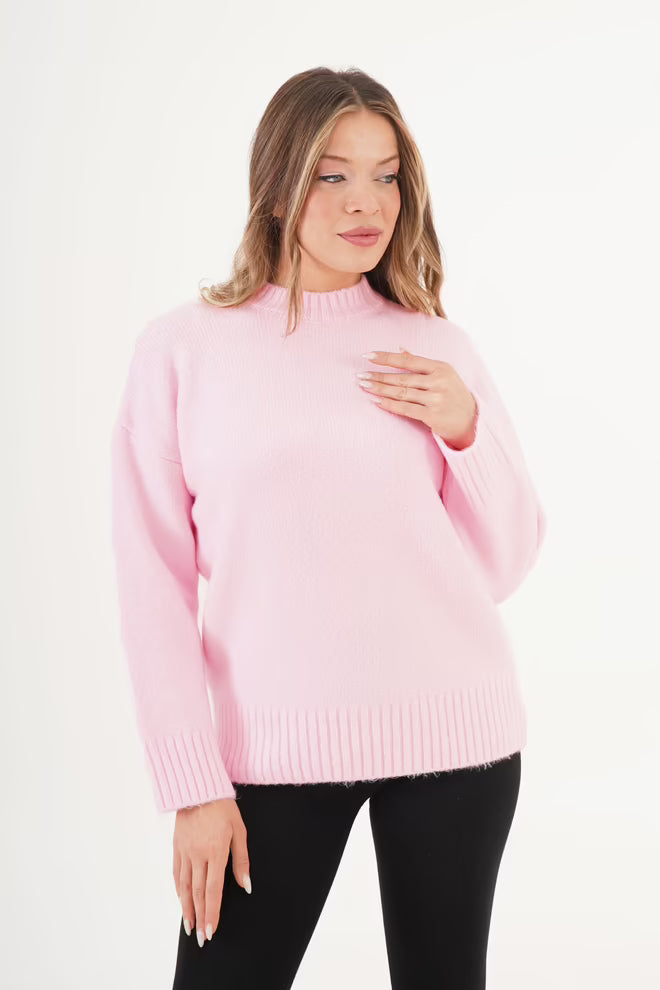 Roze Oversized Trui Met Crew Hals