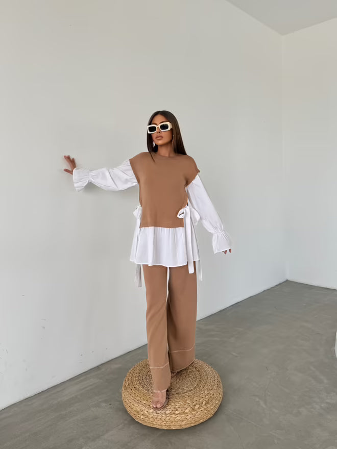 Casual Elegant Knitwear Set – Bruin