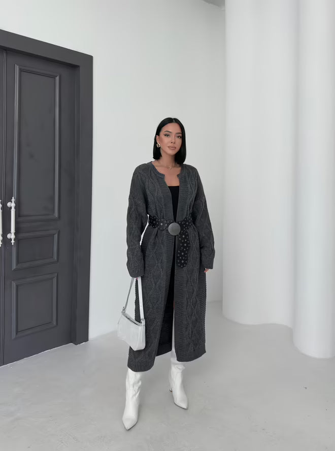 donker grijs lange oversized vest