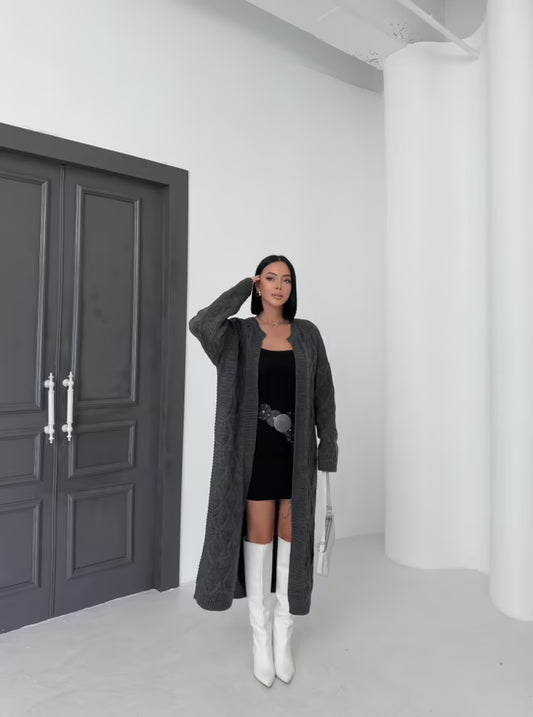 donker grijs lange oversized vest