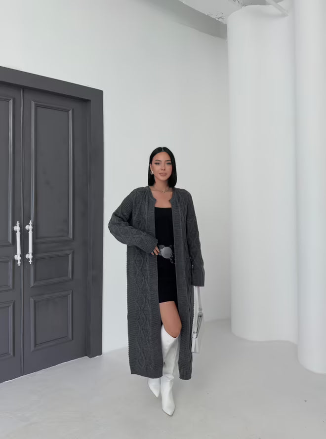 donker grijs lange oversized vest