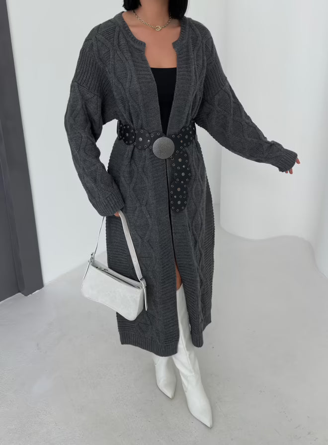 donker grijs lange oversized vest