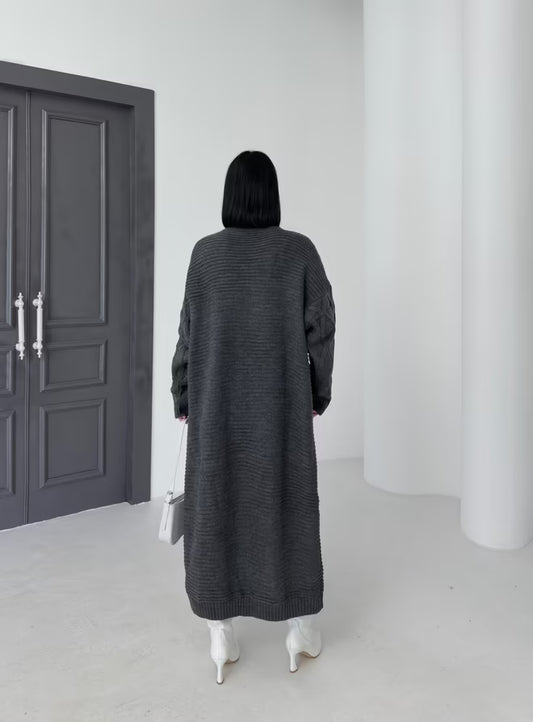 donker grijs lange oversized vest