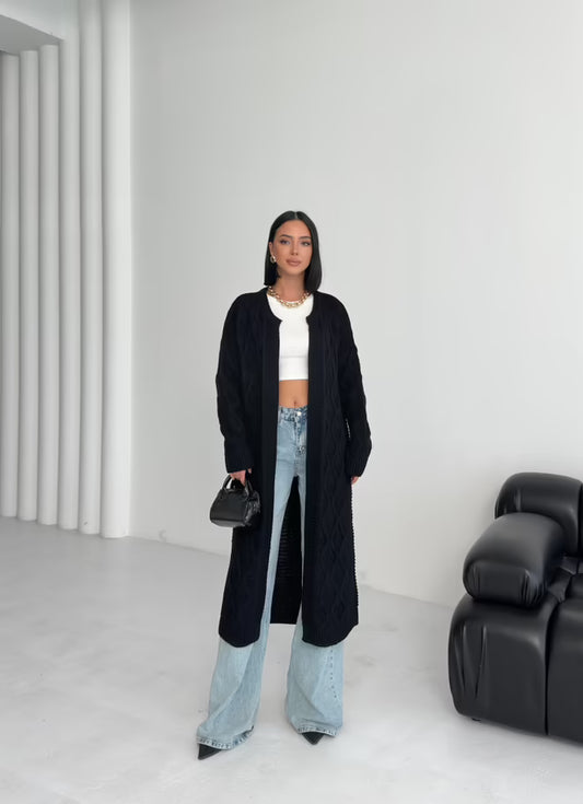zwart lange oversized vest