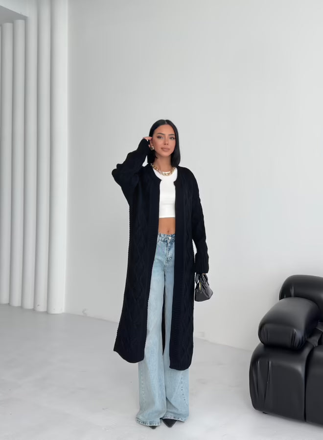 zwart lange oversized vest