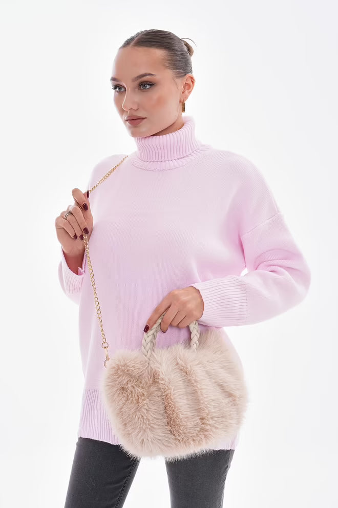 Zachte Pluche Handtas - Beige