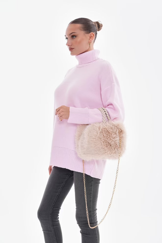 Zachte Pluche Handtas - Beige